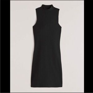 NWT Abercrombie & Fitch A&F Black Mock Neck Bodycon Ribbed sleeveless mini Dress